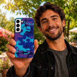 Dunkelblau und Lila Camouflage Samsung Galaxy Hülle