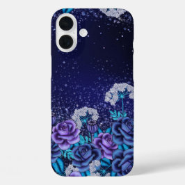 DUNKELBLAU UND LILA GOTHISCHE HALLOWEEN BLUME iPhone 16 PLUS HÜLLE