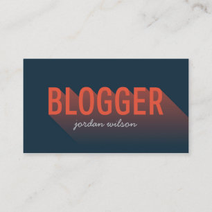 Dunkelblau und Orange Blogger Moderne Typografie Visitenkarte