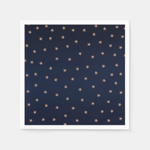 Dunkelblau und Rosen Gold Rosa Glitzernde Sterne S Serviette