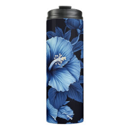 DUNKELBLAU UND SCHWARZE TROPISCHE HIBISKUS BLUME THERMOSBECHER