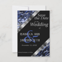 Dunkelblau und Silbermarmor Save The Date