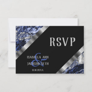 Dunkelblau und Silbermarmor - UAWG RSVP Karte