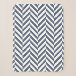 Dunkelblau und weiß geometrisches Herringbone-Must Sherpadecke