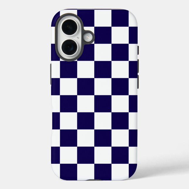Dunkelblau und weiß iPhone 16 hülle (Rückseite)