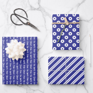 Dunkelblau und Weiß koordinierte Weihnachten Geschenkpapier Set