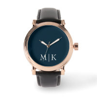 Dunkelblau und weiß | Modernes Monogramm