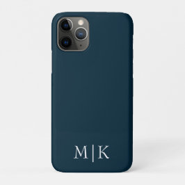 Dunkelblau und weiß | Modernes Monogramm Case-Mate iPhone Hülle