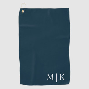 Dunkelblau und weiß Modernes Monogramm Golfhandtuch