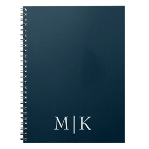 Dunkelblau und weiß Modernes Monogramm Notizblock