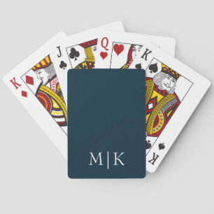 Dunkelblau und weiß Modernes Monogramm Spielkarten