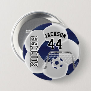 Dunkelblau und Weiß personalisieren Fußball Button