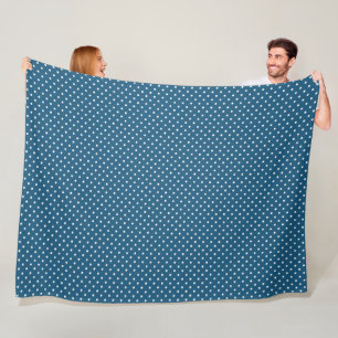 Dunkelblau und Weiß Polka Dot Muster Fleecedecke