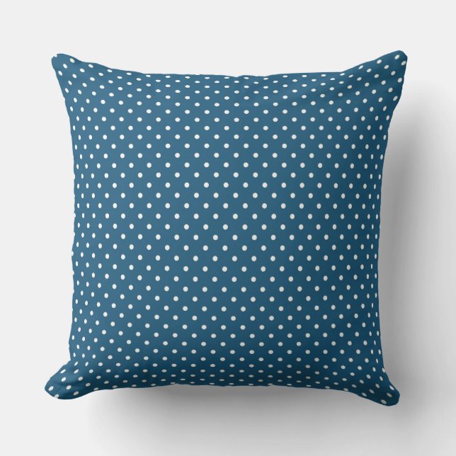 Dunkelblau und Weiß Polka Dot Muster Kissen (Vorderseite)