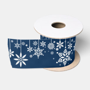Dunkelblau und weiße Weihnachtsschneeflocken Satinband