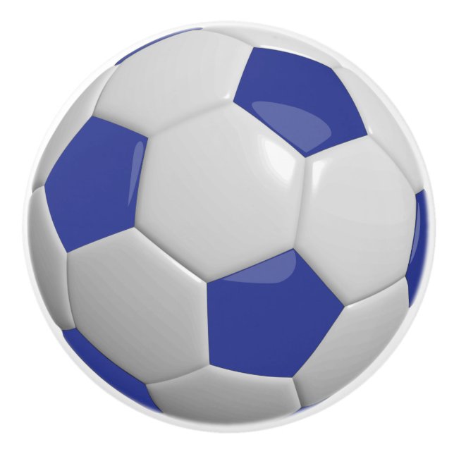 Dunkelblau und weißer Fußball Keramikknauf (Vorderseite)