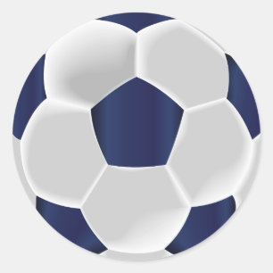 Dunkelblau und weißer Fußball Runder Aufkleber