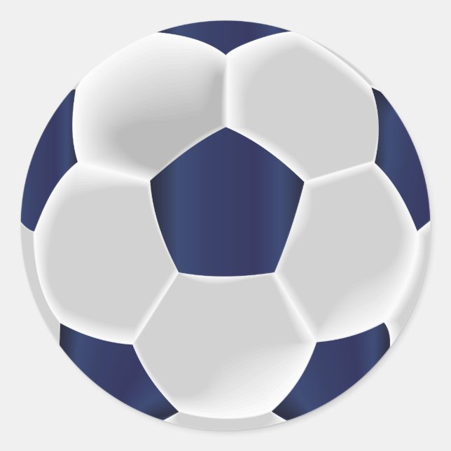 Dunkelblau und weißer Fußball Runder Aufkleber (Vorderseite)
