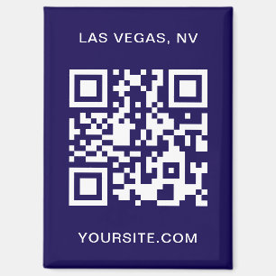 Dunkelblau und weißer moderner QR-Code Promo Magnet