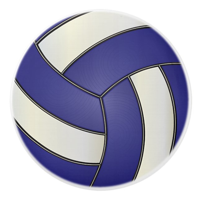 Dunkelblau und weißer Volleyball Keramikknauf (Vorderseite)
