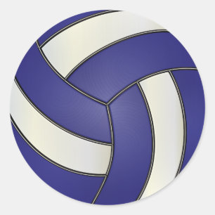 Dunkelblau und weißer Volleyball Runder Aufkleber