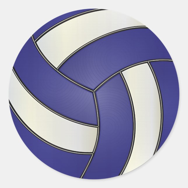 Dunkelblau und weißer Volleyball Runder Aufkleber (Vorderseite)