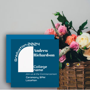 Dunkelblau-weiße Typografie-Abschluss Flachkarte Ankündigung