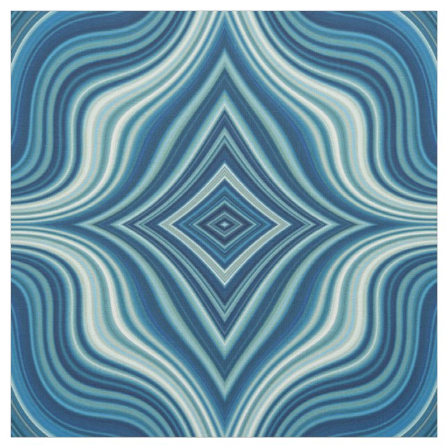 Dunkelblau-weiße Wavy-Rhombus-Muster Stoff (Muster)