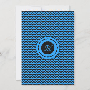 Dunkelblau Zickzack Mit Monogramm Hochzeit Einladung