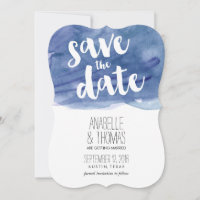 Dunkelblaue Aquarell Hochzeit Save the Date