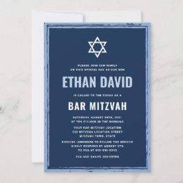 Dunkelblaue Bar mitzvah-Einladung mit rauer Grenze Einladung