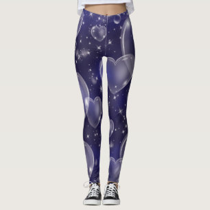 Dunkelblaue Blasen-Herzen Süß Mädchen 90er Leggings