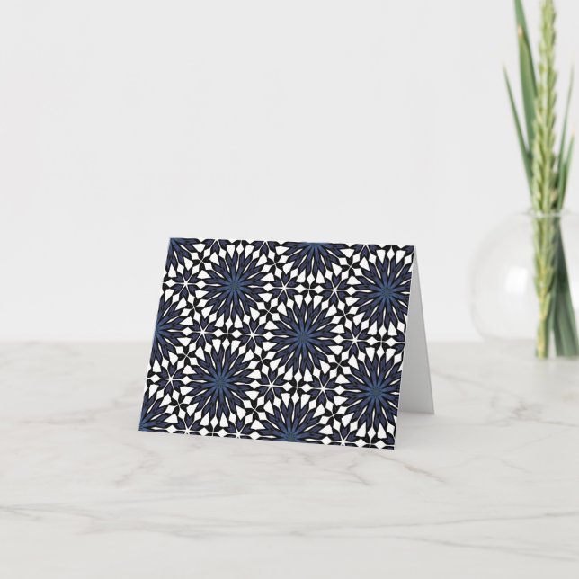 Dunkelblaue Blume-Blankkarte Feiertagskarte (Vorderseite)