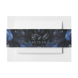 Dunkelblaue Boho-Hexen-Kristalle Schwarze Hochzeit Einladungsbanderole