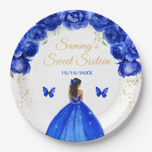 Dunkelblaue Dark Skin Prinzessin Sweet Sixteen Pappteller