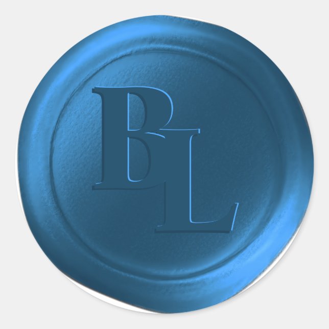 Dunkelblaue Doppelmonogramm-Imitate Wachs Siegel S Runder Aufkleber (Vorderseite)