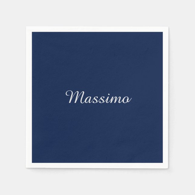 Dunkelblaue elegante Casual-Eigennamenschrift Serviette (Vorderseite)