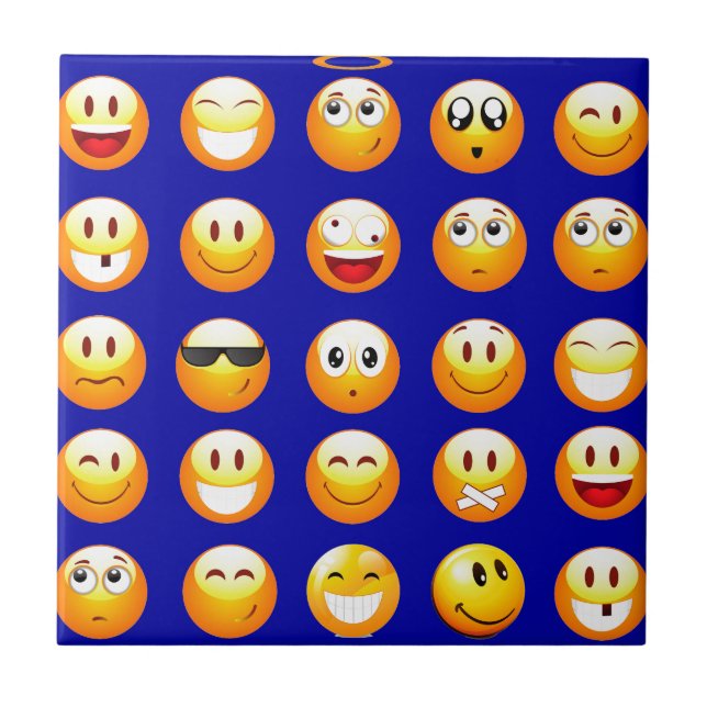 dunkelblaue Emojis Fliese (Vorderseite)