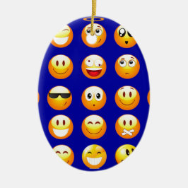 dunkelblaue Emojis Keramikornament