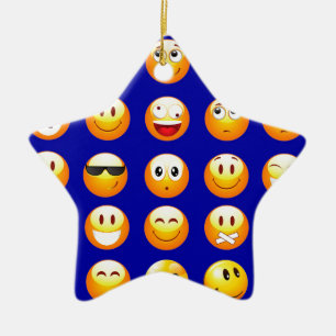 dunkelblaue Emojis Keramikornament