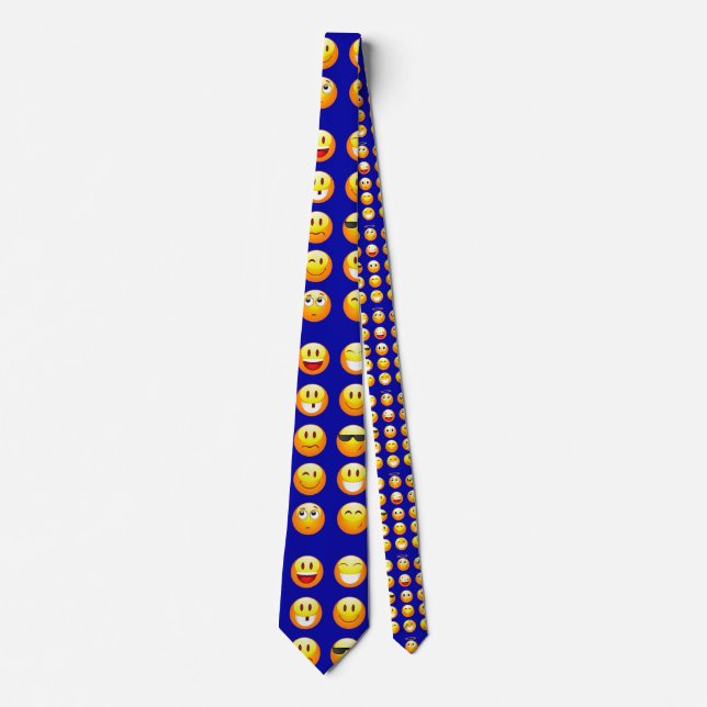 dunkelblaue Emojis Krawatte (Vorderseite)