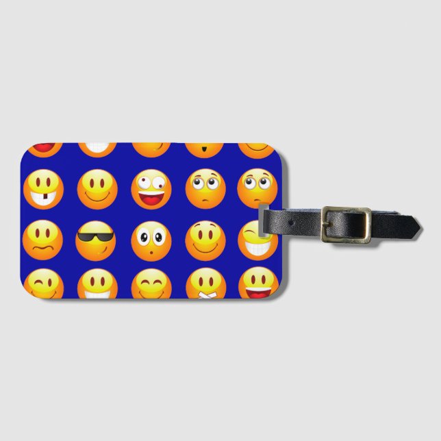 dunkelblaue Emojis Reisegepäck Gepäckanhänger (Vorderseite (Horizontal))