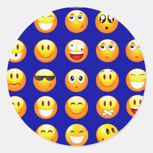 dunkelblaue Emojis Runder Aufkleber (Vorderseite)
