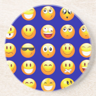 dunkelblaue Emojis Sandstein Untersetzer