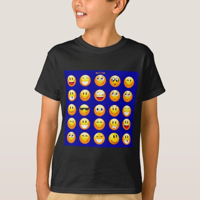 dunkelblaue Emojis T-Shirt (Vorderseite)