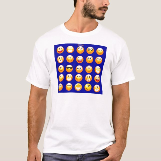 dunkelblaue Emojis T-Shirt (Vorderseite)
