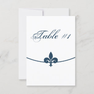 Dunkelblaue Fleur-de-Lis-Empfangstischkarte Einladung