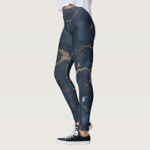 Dunkelblaue Frauen-Leggings mit goldenen Adern