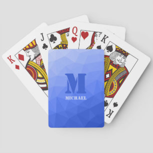 Dunkelblaue geometrische Netzstruktur-Monogramm Spielkarten