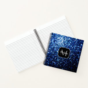 Dunkelblaue, glänzende Imitate Glitzer funkeln Mon Notizbuch